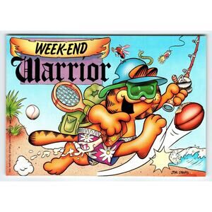 Vintage Garfield Postcard "Week-End Warrior" Sports Activity Unused 1978